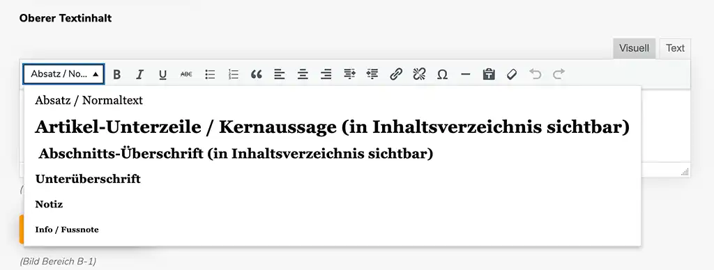 Formatierungen-Überschriften